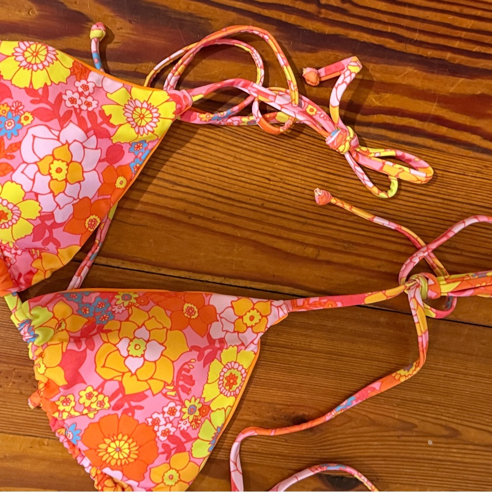 Kulani Kinis Pink Floral Bikini Halter Top XL